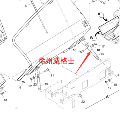 摊铺机料斗大油缸零件号2012790